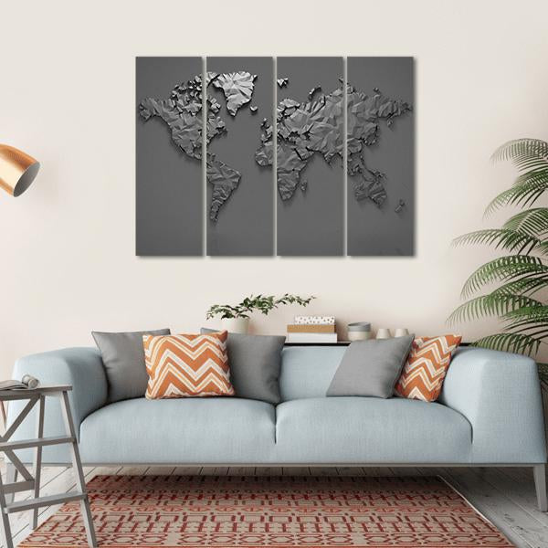 Origami 3D World Map Canvas Wall Art-4 Horizontal-Gallery Wrap-34" x 24"-Tiaracle