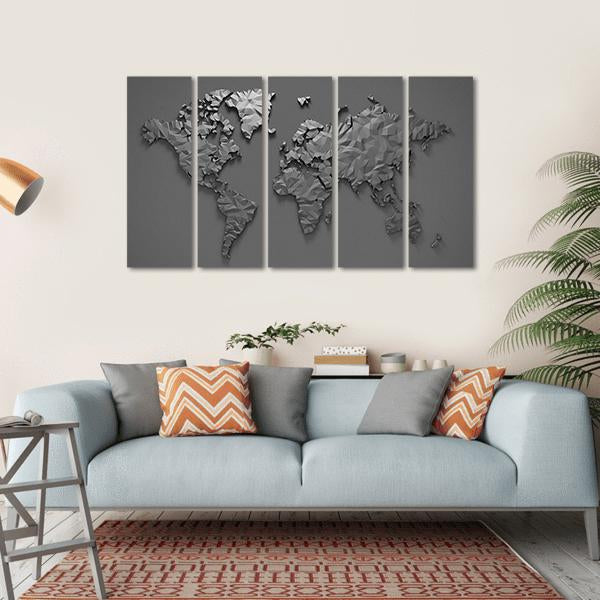 Origami 3D World Map Canvas Wall Art-5 Horizontal-Gallery Wrap-22" x 12"-Tiaracle
