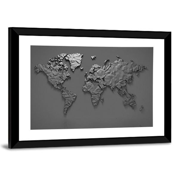 Origami 3D World Map Canvas Wall Art-3 Horizontal-Gallery Wrap-25" x 16"-Tiaracle