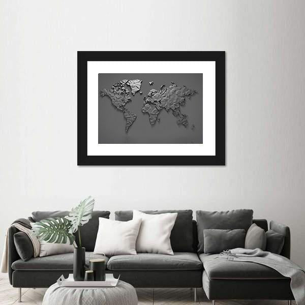 Origami 3D World Map Canvas Wall Art-1 Piece-Framed Print-20&quot; x 16&quot;-Tiaracle