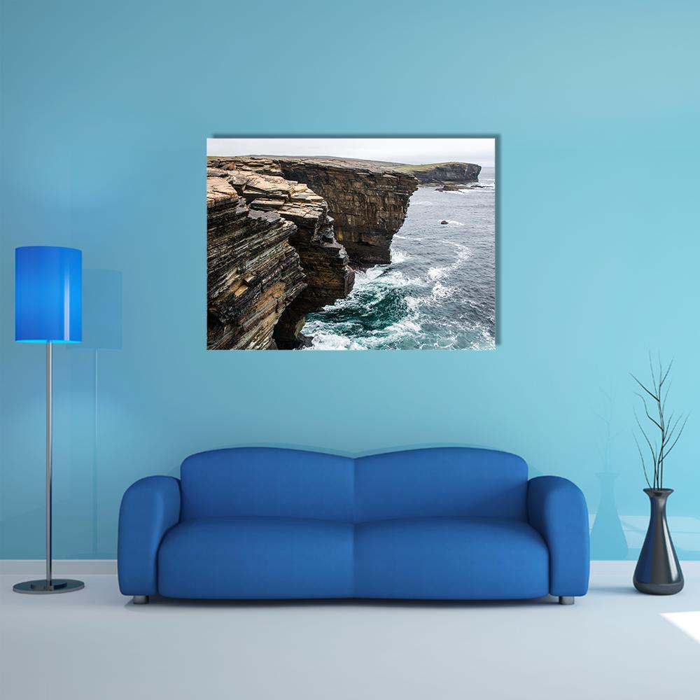 Yesnaby Cliffs Canvas Wall Art-1 Piece-Gallery Wrap-48" x 32"-Tiaracle