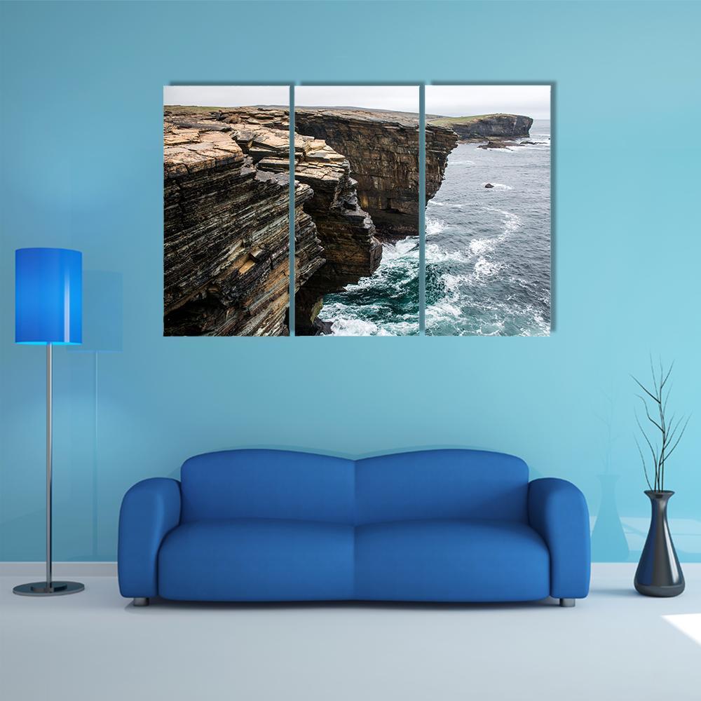 Yesnaby Cliffs Canvas Wall Art-3 Horizontal-Gallery Wrap-37" x 24"-Tiaracle