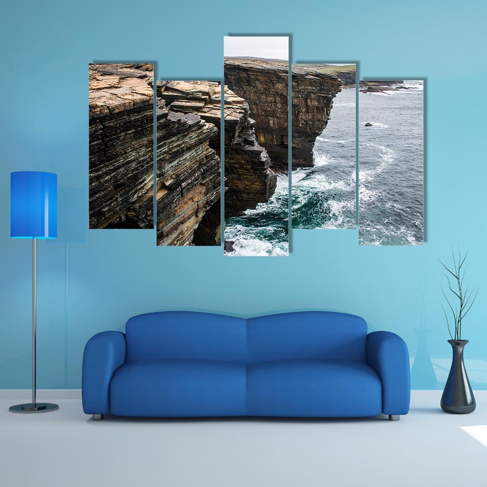 Yesnaby Cliffs Canvas Wall Art-5 Pop-Gallery Wrap-47" x 32"-Tiaracle