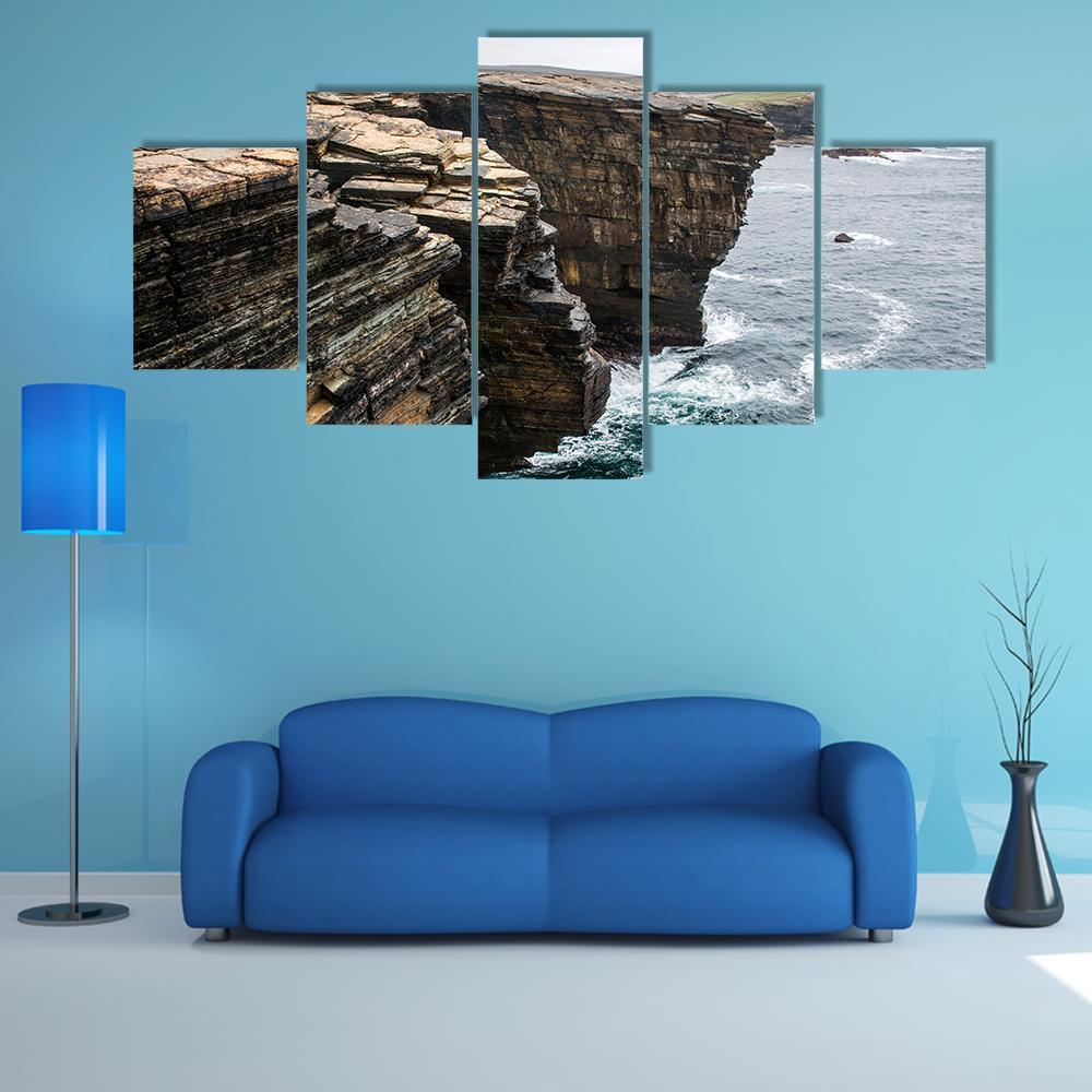 Yesnaby Cliffs Canvas Wall Art-5 Star-Gallery Wrap-62" x 32"-Tiaracle