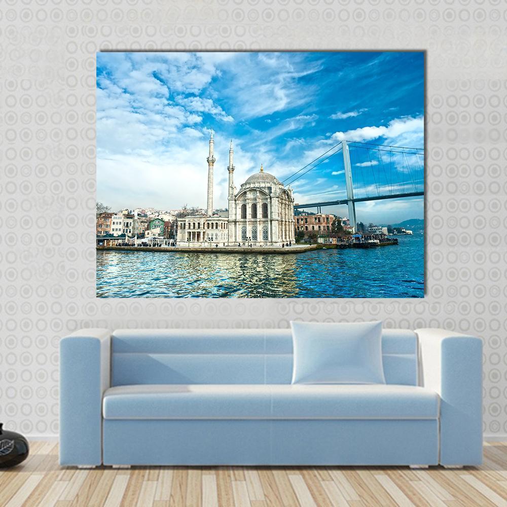 Ortakoy Mosque Canvas Wall Art-1 Piece-Gallery Wrap-48" x 32"-Tiaracle
