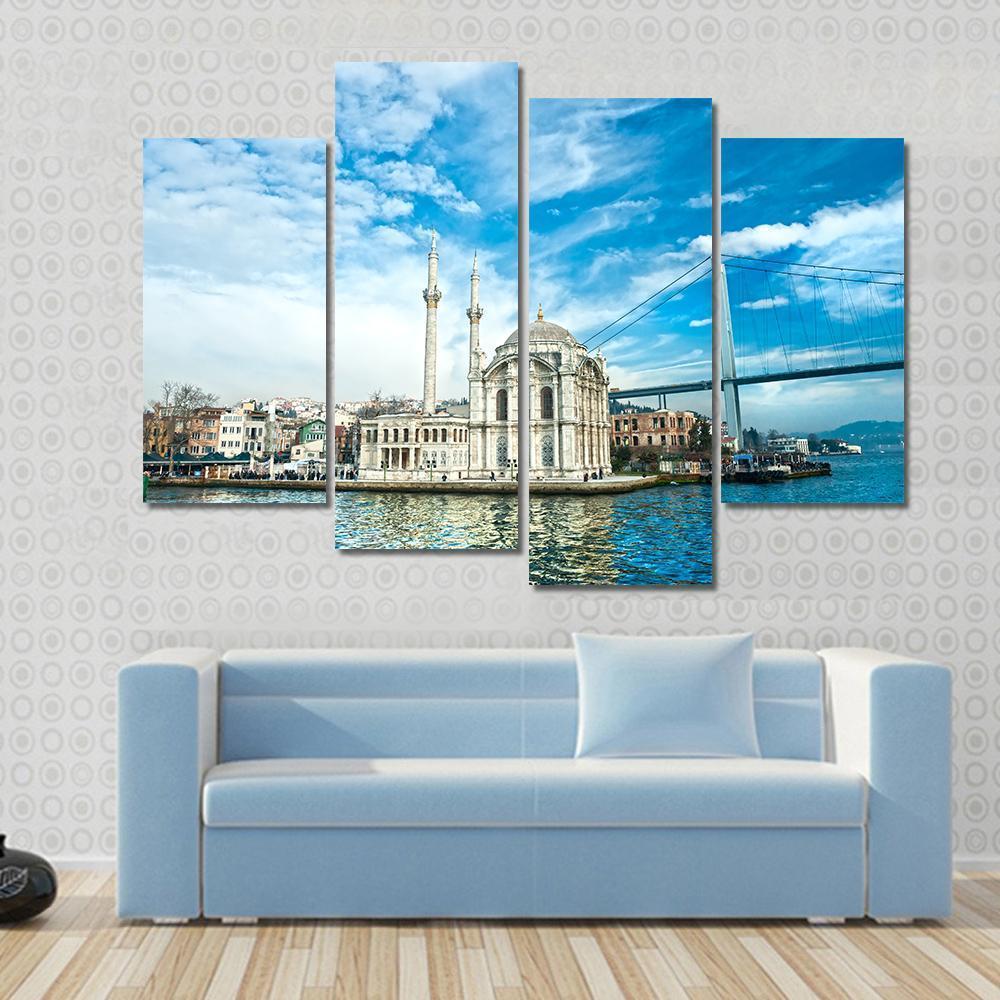 Ortakoy Mosque Canvas Wall Art-4 Pop-Gallery Wrap-50" x 32"-Tiaracle