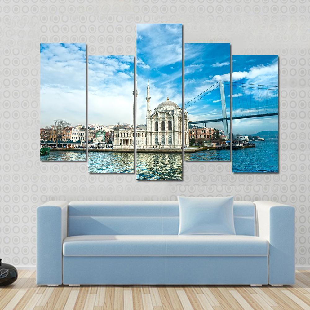 Ortakoy Mosque Canvas Wall Art-5 Pop-Gallery Wrap-47" x 32"-Tiaracle