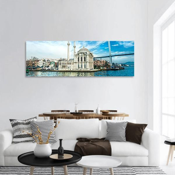 Ortakoy Mosque Panoramic Canvas Wall Art-1 Piece-36" x 12"-Tiaracle