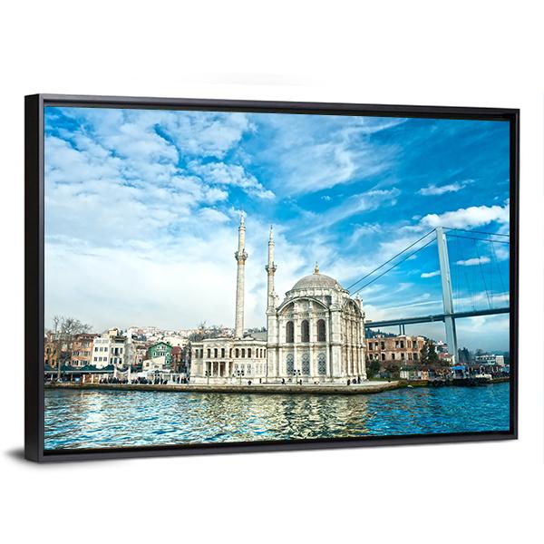 Ortakoy Mosque Canvas Wall Art-3 Horizontal-Gallery Wrap-25" x 16"-Tiaracle
