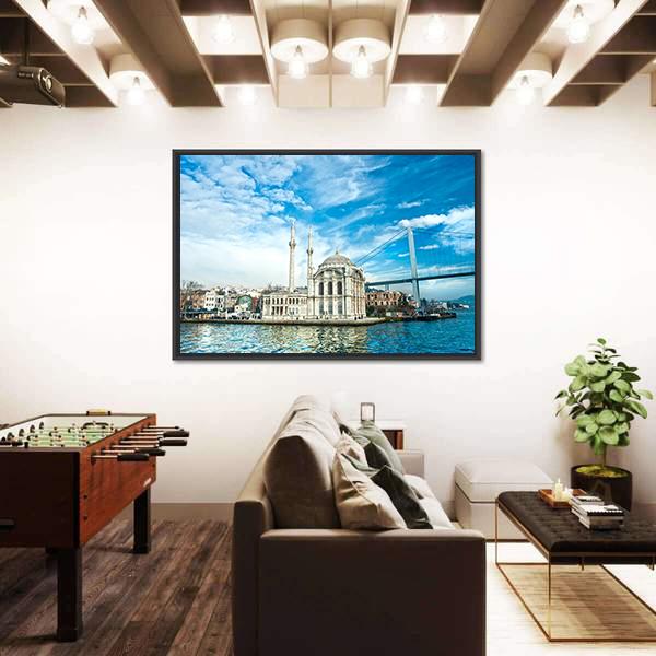 Ortakoy Mosque Canvas Wall Art-3 Horizontal-Gallery Wrap-25" x 16"-Tiaracle