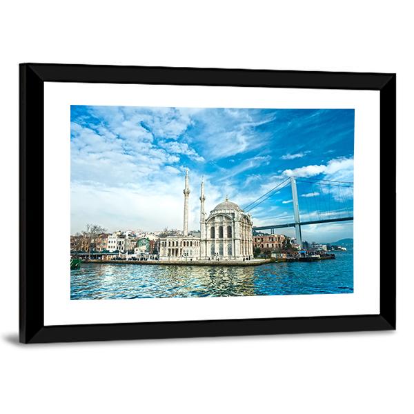 Ortakoy Mosque Canvas Wall Art-3 Horizontal-Gallery Wrap-25" x 16"-Tiaracle