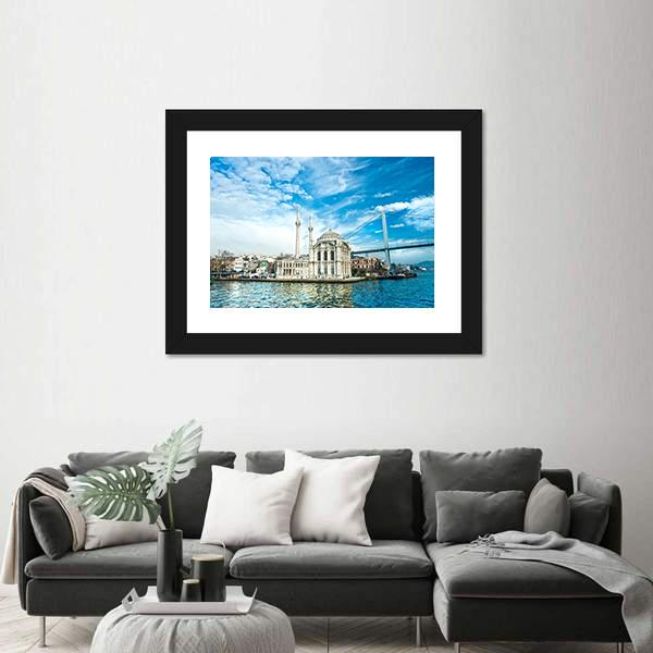Ortakoy Mosque Canvas Wall Art-3 Horizontal-Gallery Wrap-25" x 16"-Tiaracle