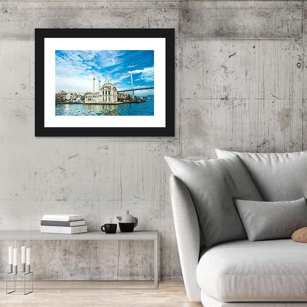 Ortakoy Mosque Canvas Wall Art-3 Horizontal-Gallery Wrap-25" x 16"-Tiaracle