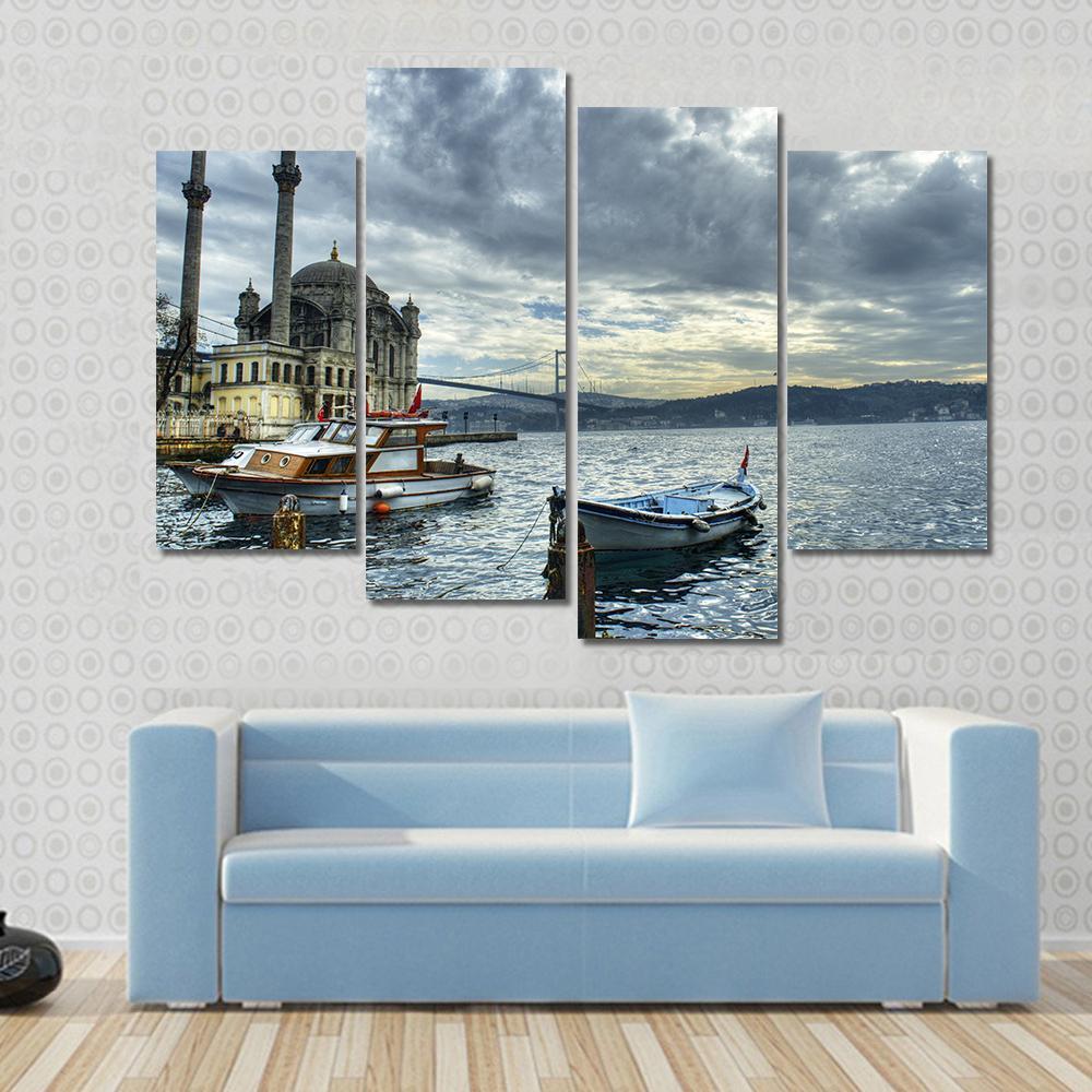 Ortakoy Mosque Istanbul Canvas Wall Art-4 Pop-Gallery Wrap-50" x 32"-Tiaracle