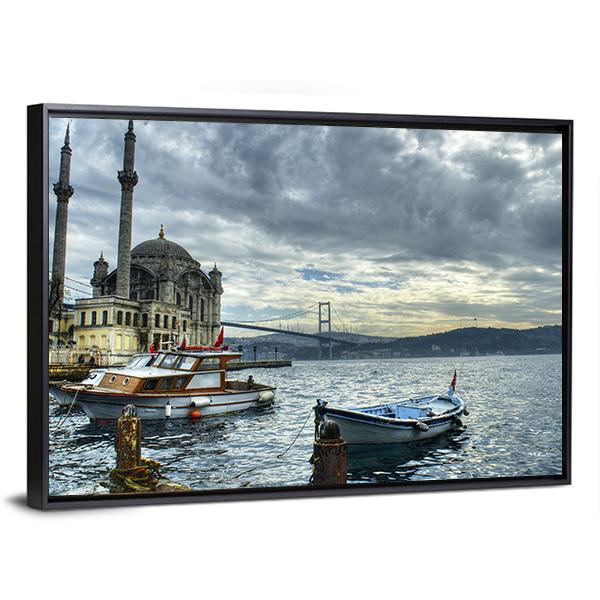 Ortakoy Mosque Istanbul Canvas Wall Art-3 Horizontal-Gallery Wrap-25" x 16"-Tiaracle