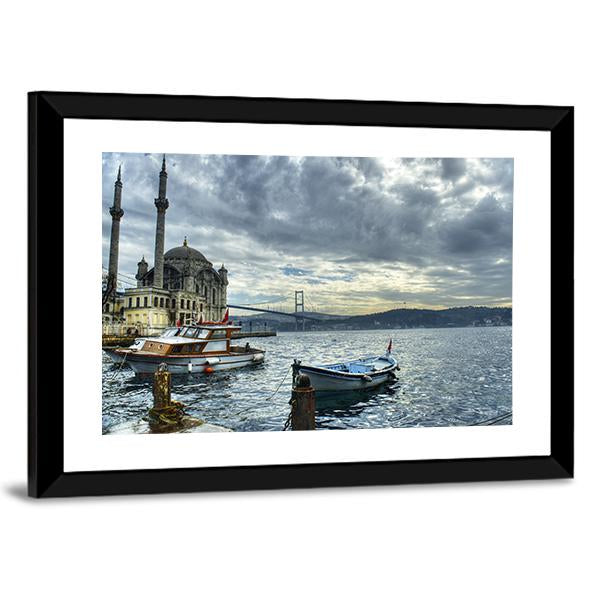 Ortakoy Mosque Istanbul Canvas Wall Art-3 Horizontal-Gallery Wrap-25" x 16"-Tiaracle