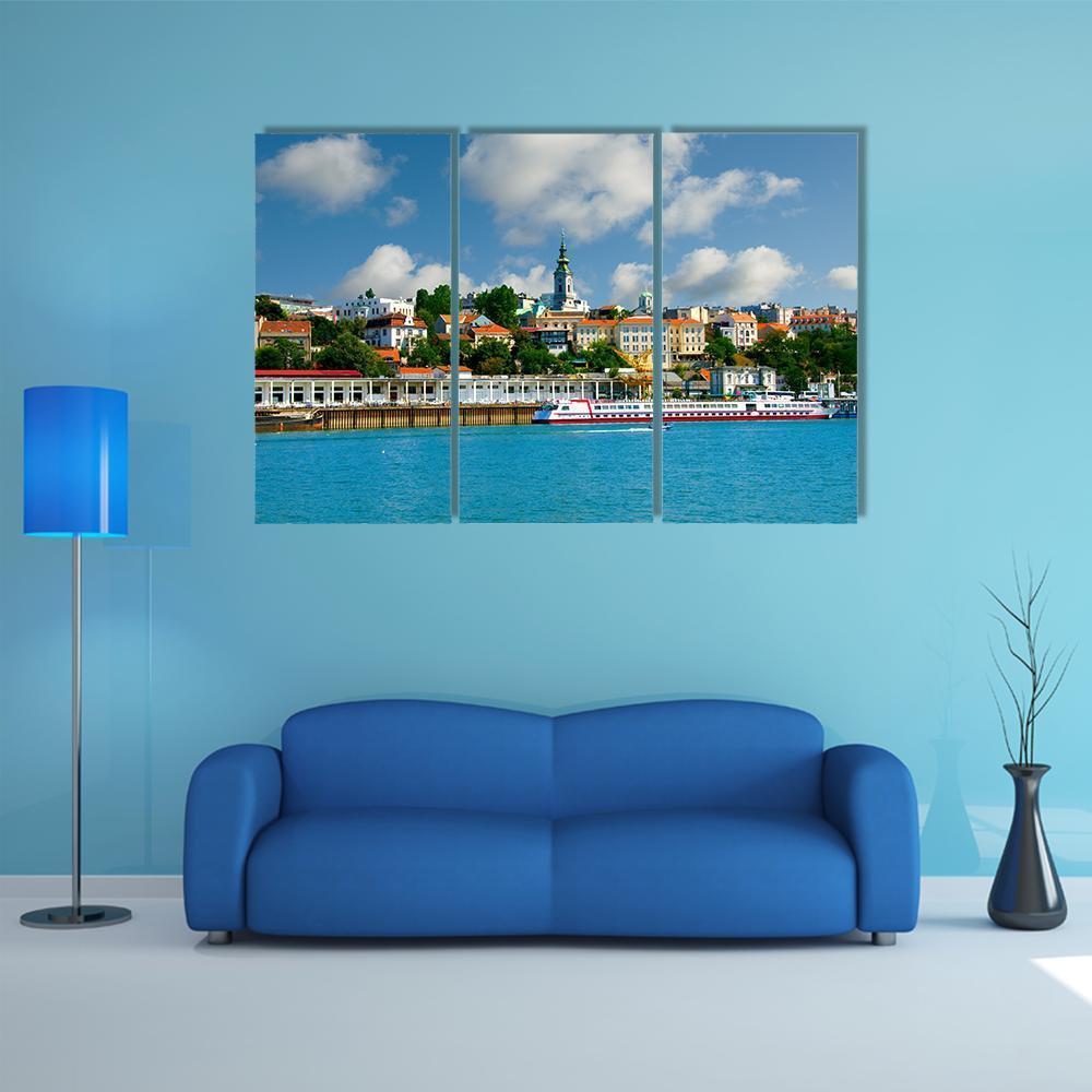 Orthodox Church From River Sava Canvas Wall Art-3 Horizontal-Gallery Wrap-37" x 24"-Tiaracle