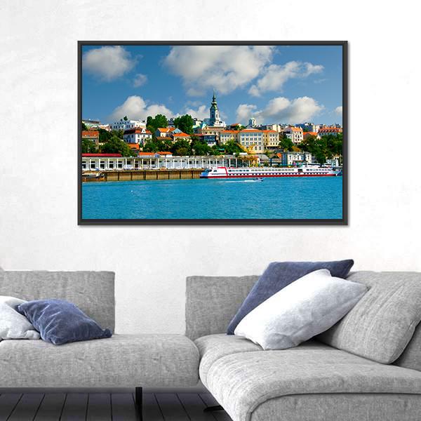 Orthodox Church From River Sava Panoramic Canvas Wall Art-1 Piece-36" x 12"-Tiaracle