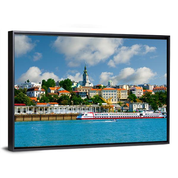 Orthodox Church From River Sava Panoramic Canvas Wall Art-1 Piece-36" x 12"-Tiaracle