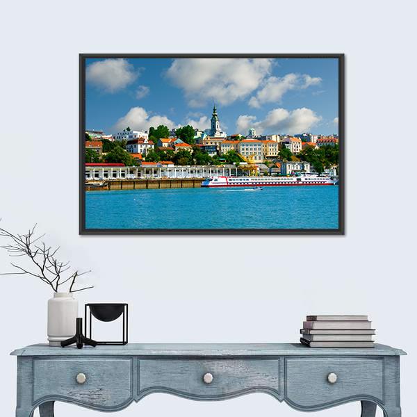 Orthodox Church From River Sava Panoramic Canvas Wall Art-1 Piece-36" x 12"-Tiaracle