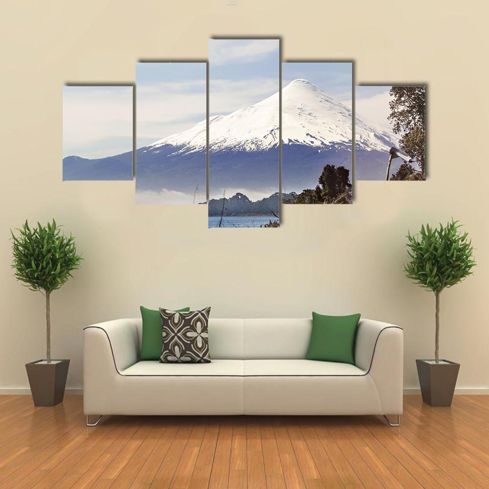 Osorno Volcano Behind Llanquihue Lake Canvas Wall Art-5 Star-Gallery Wrap-62" x 32"-Tiaracle
