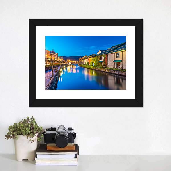 Otaru Canal Canvas Wall Art-1 Piece-Framed Print-20" x 16"-Tiaracle