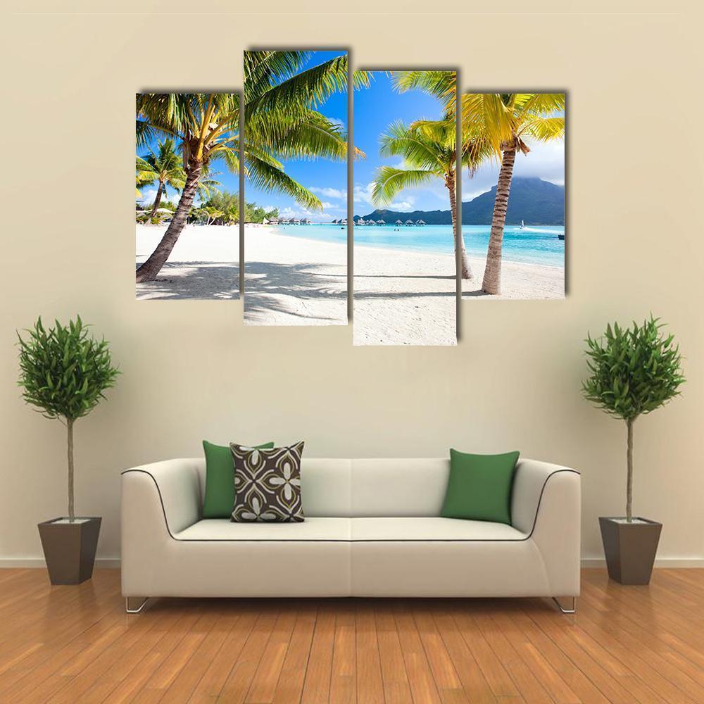 Otemanu Mountain On Bora Bora Island Canvas Wall Art-4 Pop-Gallery Wrap-50" x 32"-Tiaracle