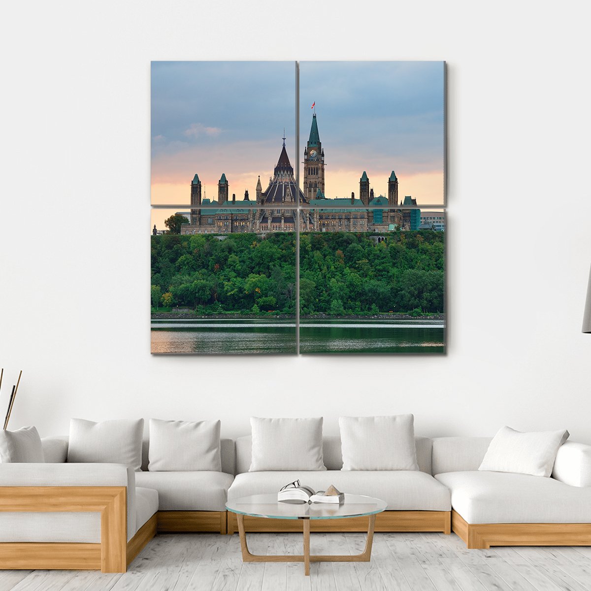 Ottawa City Skyline Canvas Wall Art-4 Square-Gallery Wrap-17" x 17"-Tiaracle