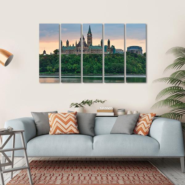 Ottawa City Skyline Canvas Wall Art-5 Horizontal-Gallery Wrap-22" x 12"-Tiaracle