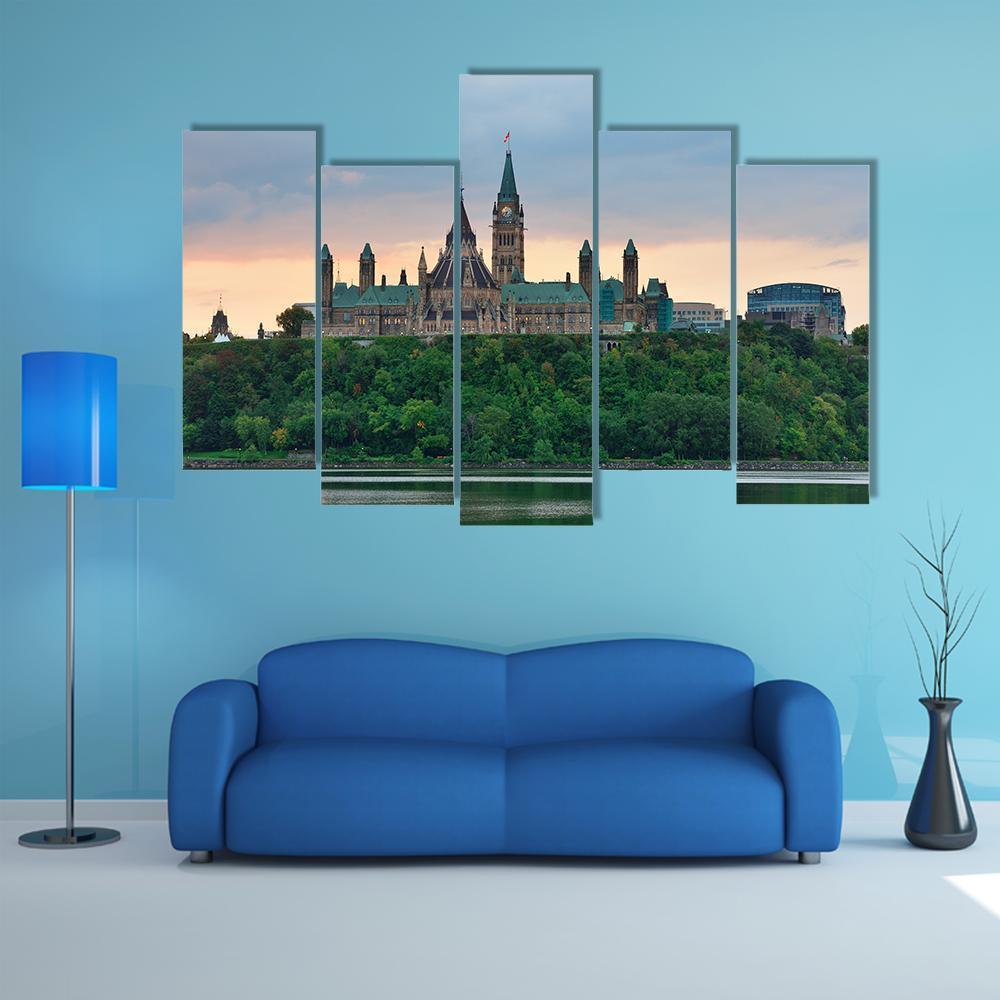 Ottawa City Skyline Canvas Wall Art-5 Pop-Gallery Wrap-47" x 32"-Tiaracle