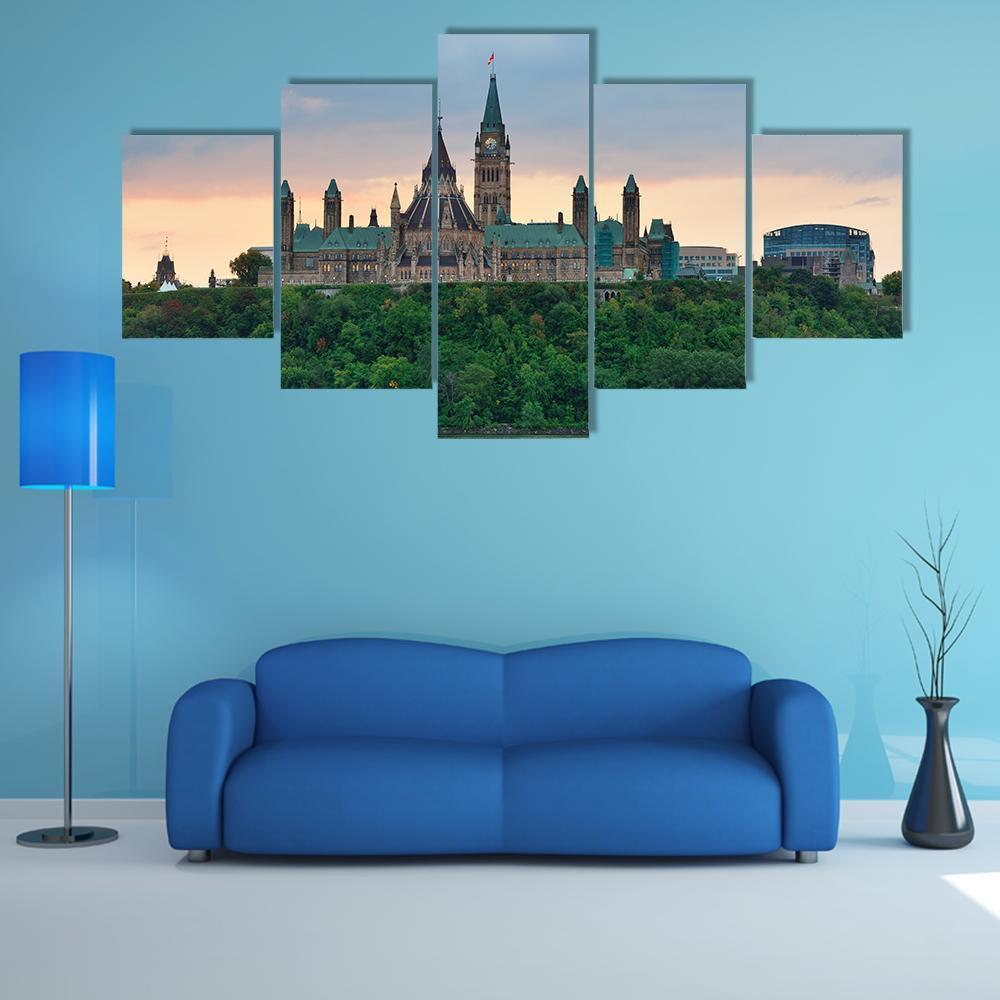 Ottawa City Skyline Canvas Wall Art-5 Star-Gallery Wrap-62" x 32"-Tiaracle