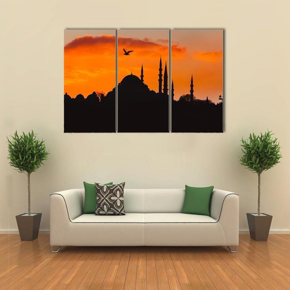 Ottoman Imperial Mosque Canvas Wall Art-3 Horizontal-Gallery Wrap-37" x 24"-Tiaracle