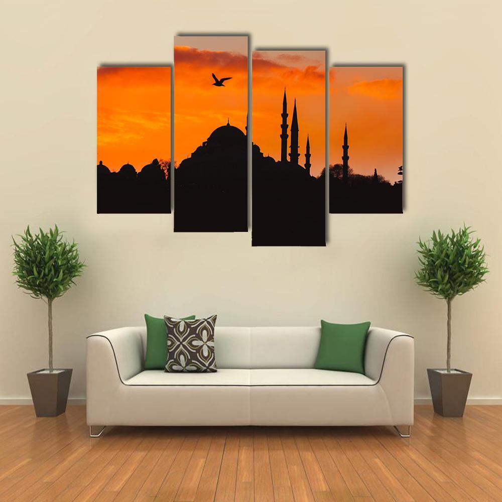 Ottoman Imperial Mosque Canvas Wall Art-4 Pop-Gallery Wrap-50" x 32"-Tiaracle