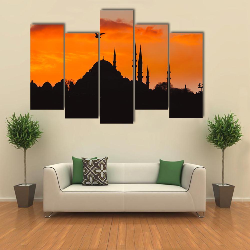Ottoman Imperial Mosque Canvas Wall Art-5 Pop-Gallery Wrap-47" x 32"-Tiaracle