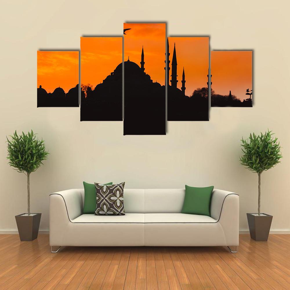 Ottoman Imperial Mosque Canvas Wall Art-5 Star-Gallery Wrap-62" x 32"-Tiaracle