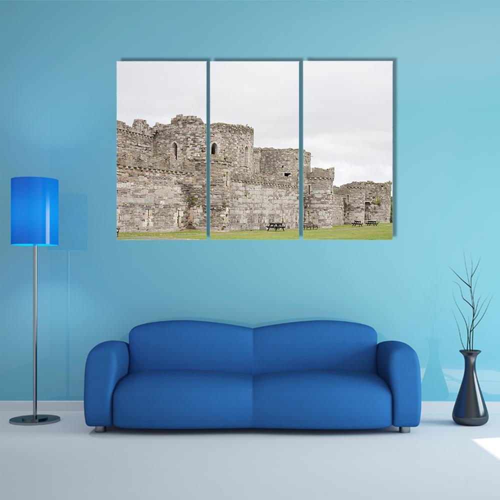 Outer Walls Of Beaumaris Castle Canvas Wall Art-3 Horizontal-Gallery Wrap-37" x 24"-Tiaracle