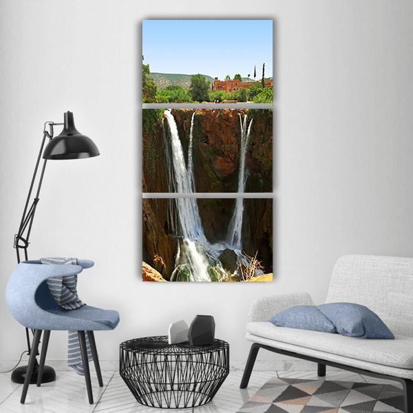 Ouzoud Morocco Falls Vertical Canvas Wall Art-3 Vertical-Gallery Wrap-12" x 25"-Tiaracle