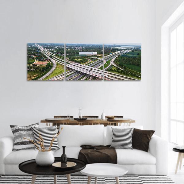 Over Road City Highway In China Panoramic Canvas Wall Art-3 Piece-25" x 08"-Tiaracle