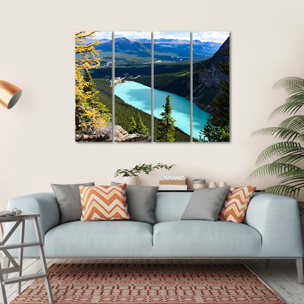 Overlook Of Lake Louise Canvas Wall Art-4 Horizontal-Gallery Wrap-34" x 24"-Tiaracle
