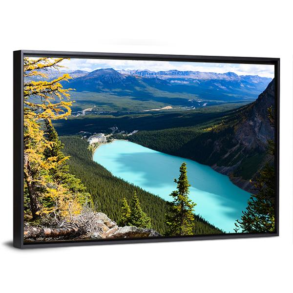 Overlook Of Lake Louise Canvas Wall Art-3 Horizontal-Gallery Wrap-25" x 16"-Tiaracle