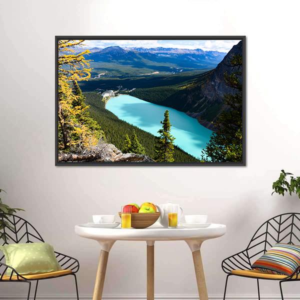 Overlook Of Lake Louise Canvas Wall Art-3 Horizontal-Gallery Wrap-25" x 16"-Tiaracle