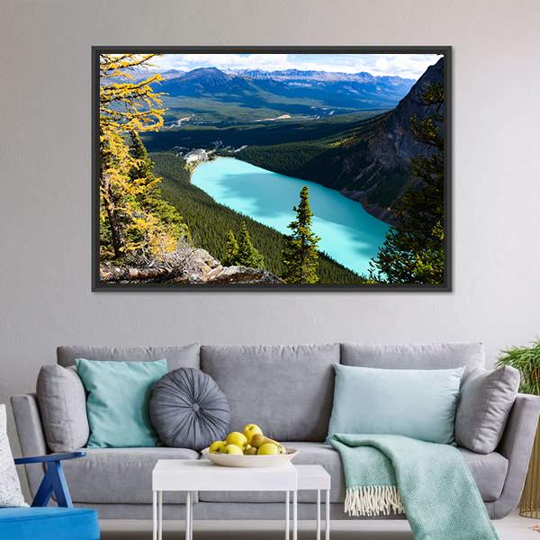 Overlook Of Lake Louise Canvas Wall Art-3 Horizontal-Gallery Wrap-25" x 16"-Tiaracle