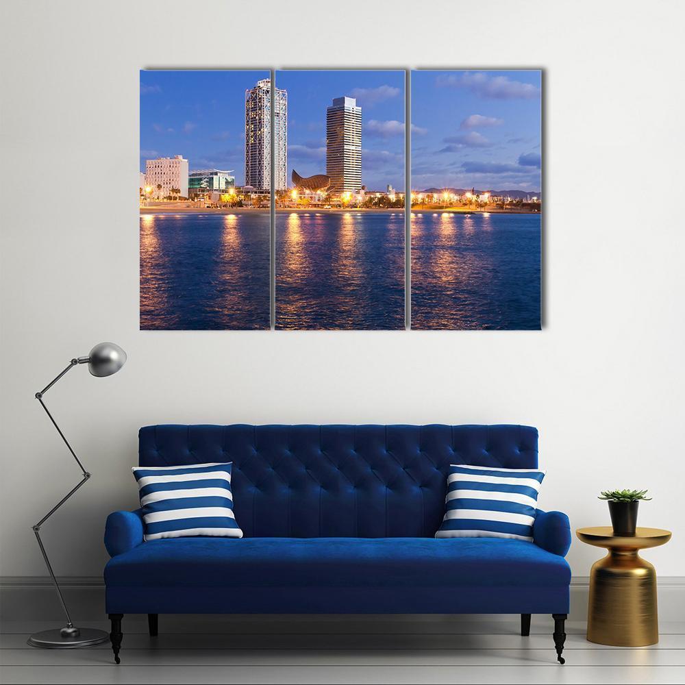 Overview Of Barcelona Spain To Mananecer Canvas Wall Art-3 Horizontal-Gallery Wrap-37" x 24"-Tiaracle