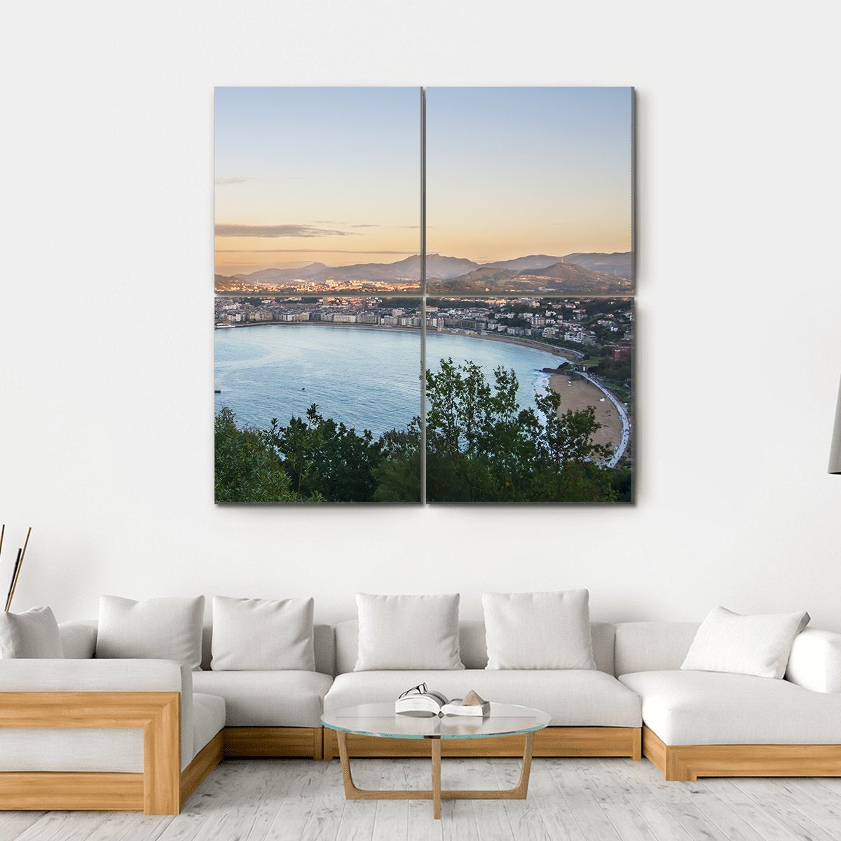 Bay Of San Sebastian Canvas Wall Art-4 Square-Gallery Wrap-17" x 17"-Tiaracle
