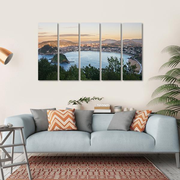 Bay Of San Sebastian Canvas Wall Art-5 Horizontal-Gallery Wrap-22" x 12"-Tiaracle