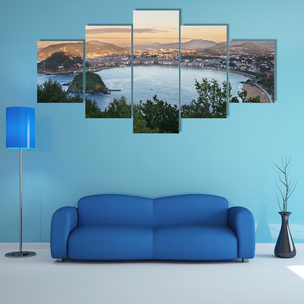Bay Of San Sebastian Canvas Wall Art-5 Star-Gallery Wrap-62" x 32"-Tiaracle