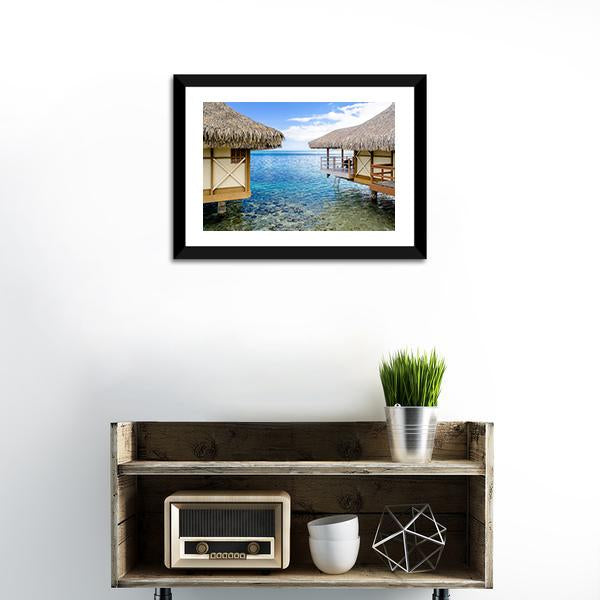 Overwater Bungalows In Moorea Canvas Wall Art-3 Horizontal-Gallery Wrap-25" x 16"-Tiaracle