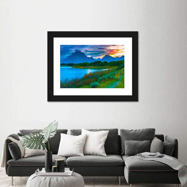 Oxbow Bend Turnout Canvas Wall Art-1 Piece-Framed Print-20" x 16"-Tiaracle