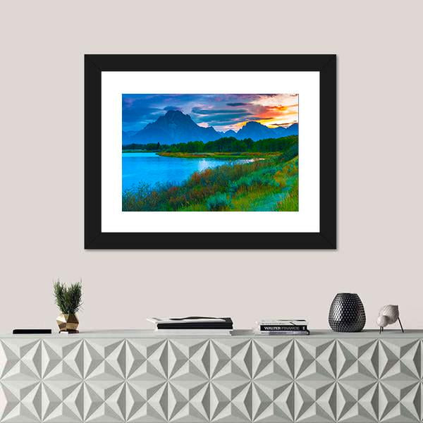 Oxbow Bend Turnout Panoramic Canvas Wall Art-1 Piece-36" x 12"-Tiaracle