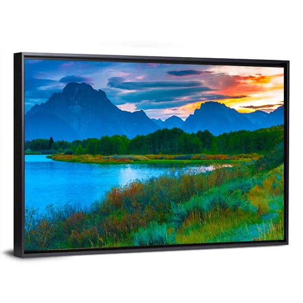 Oxbow Bend Turnout Panoramic Canvas Wall Art-1 Piece-36" x 12"-Tiaracle